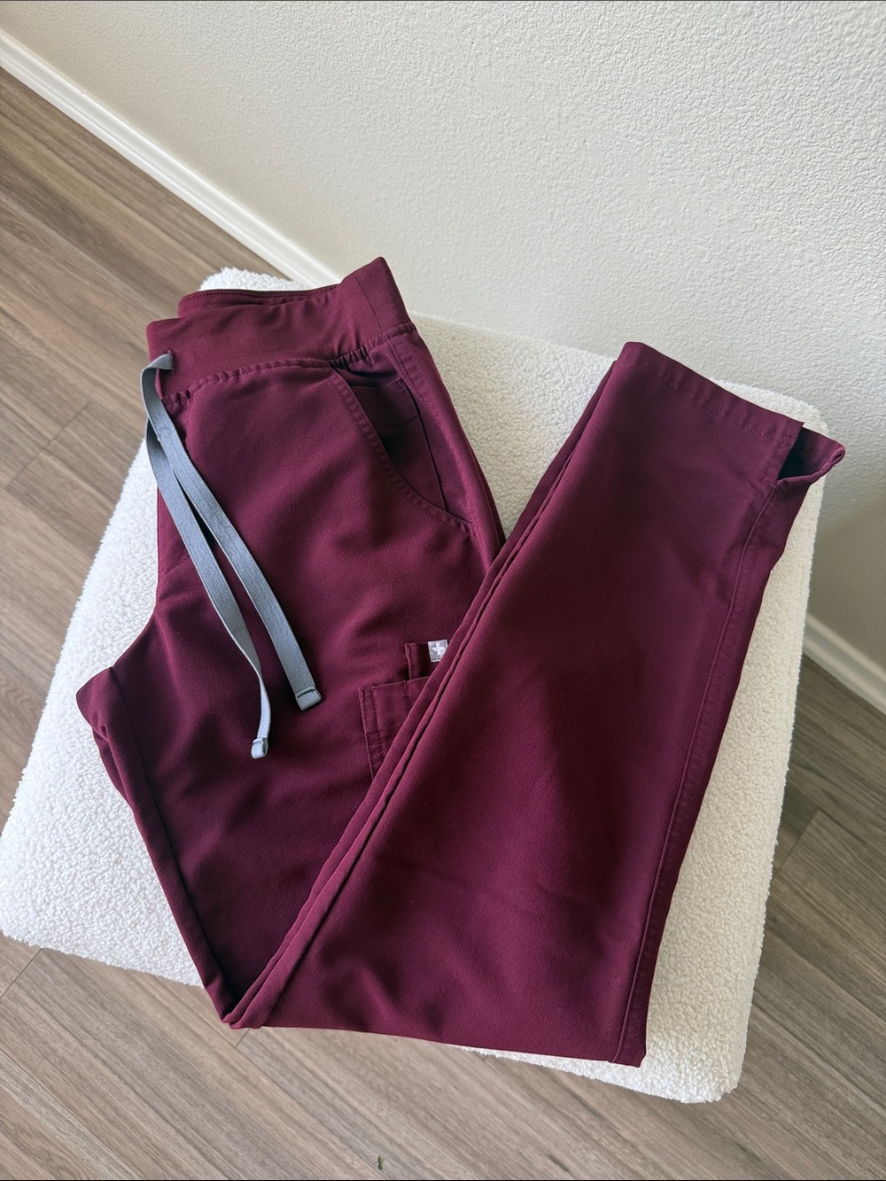 FIGS Maroon Knit Drawstring Jogger Pants